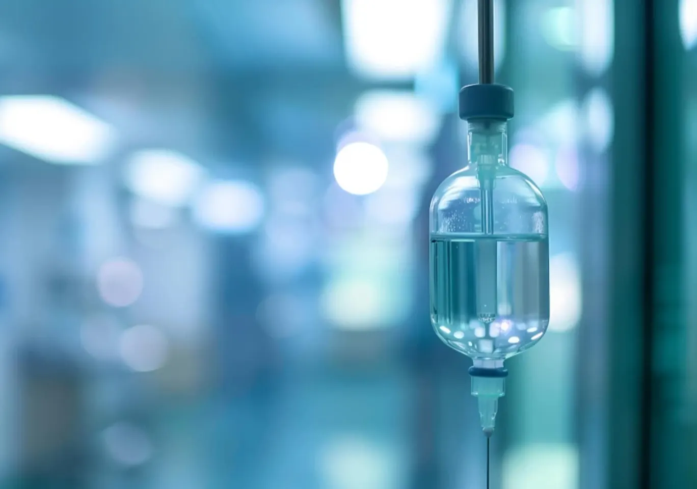 Detoks alkoholowy Prudnik: butelka infuzyjna zawieszona w gabinecie